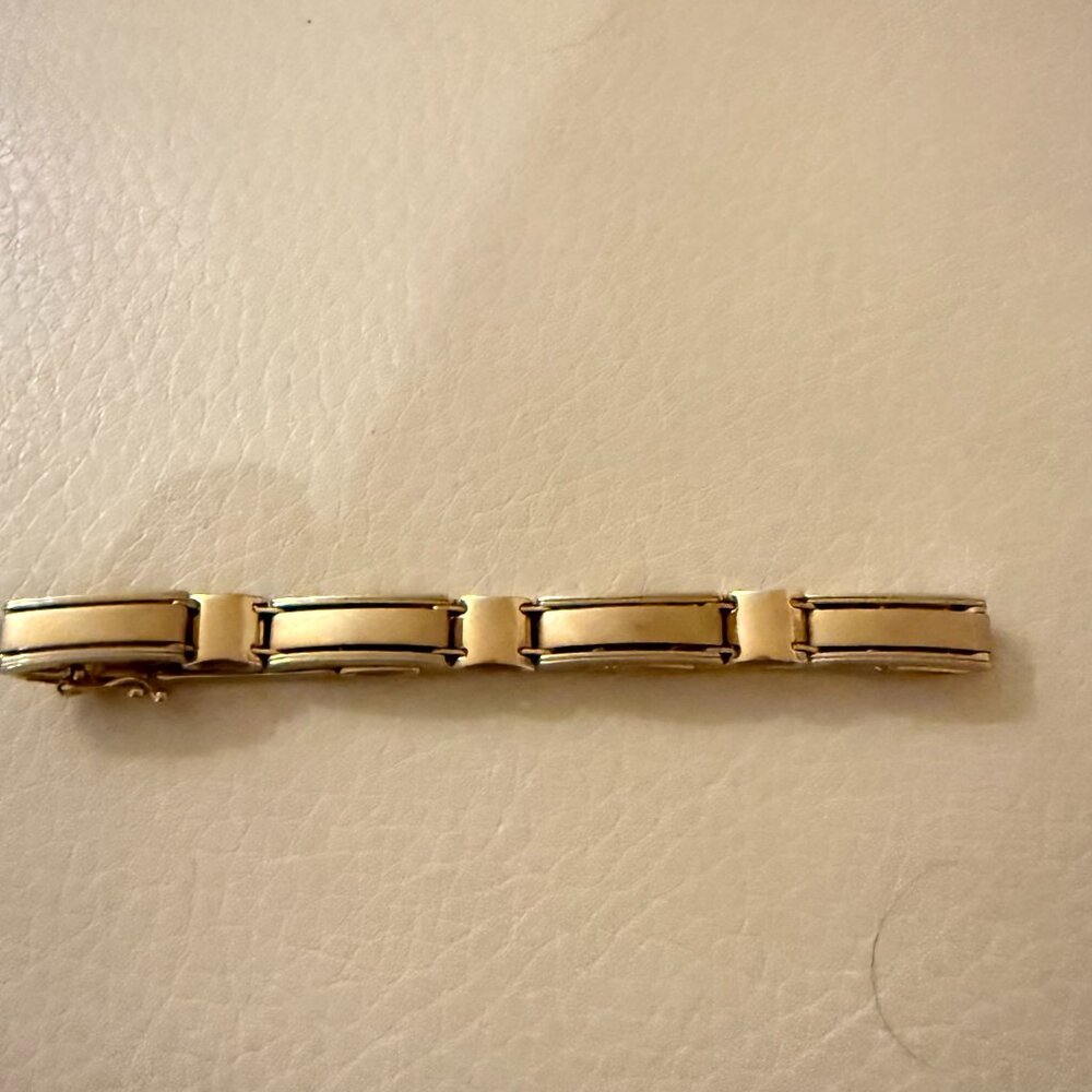 HEAVY 22G ATASAY 14K TWO TONE GOLD BRACELET 585 HALLMARK TURKISH FINE JEWELRY